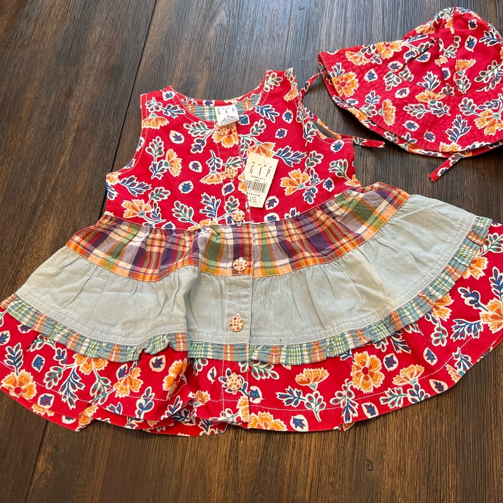 Infant Floral & Plaid Dress Set